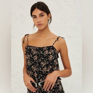 NWT Veda Print Camisole BA&SH black printed tie strap tank top resort vacation